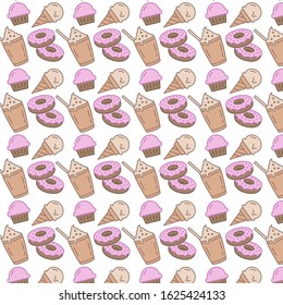 Dessert line pattern for web design, book, poster, ads, wrapping, postcard, advent, magazine and gift paper