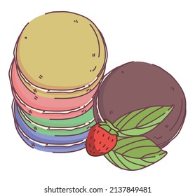 dessert macaroon and fruit, isolated