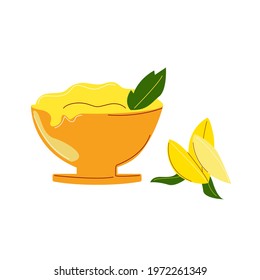 Dessert Mango Fruit Slices Near Isolated Element White Background