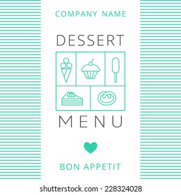 Dessert Menu Card Design template. Vector illustration.