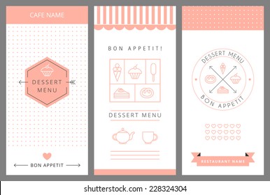 Dessert Menu Card Design Template. Vector Illustration.