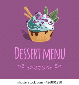 dessert menu with cupcake