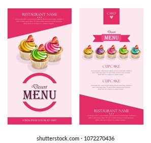 Dessert Menu Cupcakes Vector Realistic Banner Stock Vector (Royalty ...