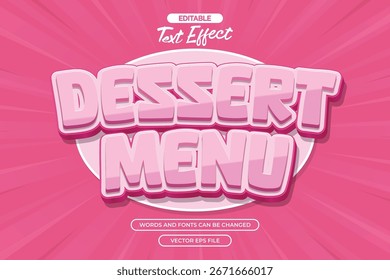 Dessert menu editable text effect with pink cartoon text style