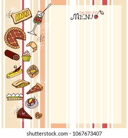 dessert menu with pastries and other elements on the subject of baking