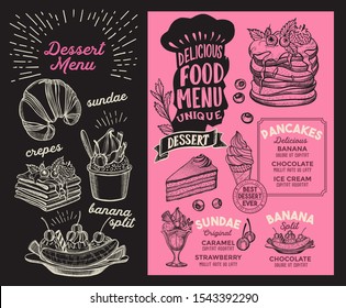 Dessert Menu Template Restaurant On Background Stock Vector (Royalty ...