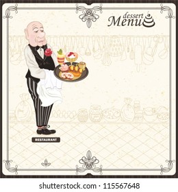 Dessert menu with waiter