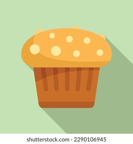 Dessert muffin icon flat vector. Cake food. Pastry cute