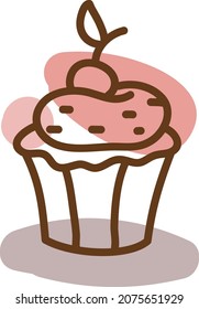 Dessert muffin, illustration, vector, on a white background.