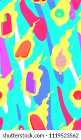 Dessert on fire. cute ice pop and lollipop seamless pattern
