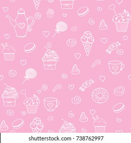 dessert on pink background Doodle