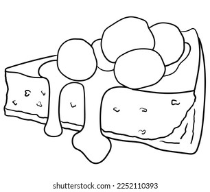 dessert outline for coloring book. dessert coloring page. sweet illustration. cake and cupcake sketch.
