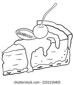 dessert outline for coloring book. dessert coloring page. sweet illustration. cake and cupcake sketch.