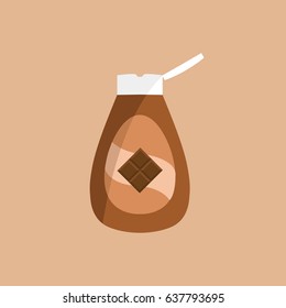 dessert for pancake vector sweet & tasty cartoon. clean modern simple new product chocolate syrup bottle or syrup drip flat design style isolated