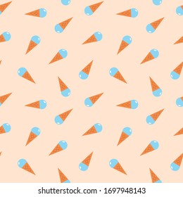 Patrón de postre. Ilustración de helados dibujados en un estilo plano sobre un fondo marrón claro. Vector 8 EPS.