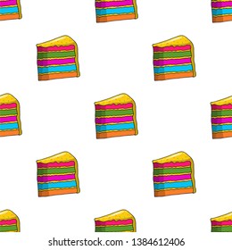 Dessert pattern. Vector illustration with tasty bright cakes.