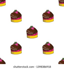 Dessert pattern. Vector illustration with tasty bright cakes.