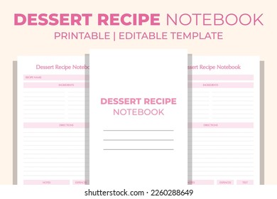 Dessert Recipe Notebook KDP Interior