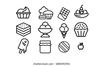 dessert set vector icon on white background