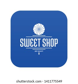 Dessert shop icon blue vector isolated on white background