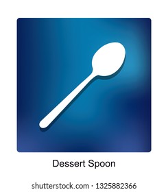 Dessert Spoon on Blue Background