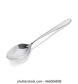 Dessert spoon with its shadow on white