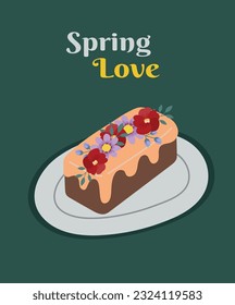 Dessert Spring Love Cake with Vanilla cream