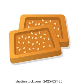 Dessert square shape cookies cartoon illustration