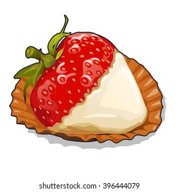 Dessert, strawberries in a white chocolate glaze. Vector illustration.
