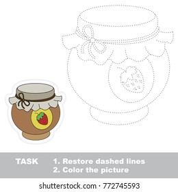 Dessert Strawberry Jam. Dot to dot educational game for kids.