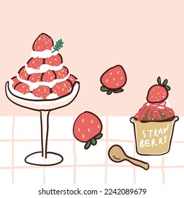 Dessert with strawberry and whipped cream