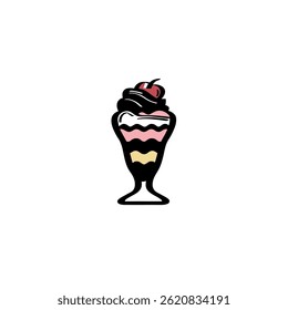Dessert sundae layers topping white background isolated