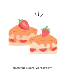 Dessert, sweet, bakery, delicious slice of cake vector design