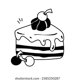 Dessert, sweet, bakery, delicious slice of cake vector design