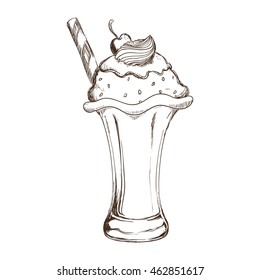 Dessert and sweet concept represented by cup of ice cream icon. Isolated and sketch illustration