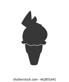 Dessert and sweet concept represented by cone of ice cream silhouette icon. Isolated and flat illustration
