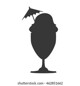 Dessert and sweet concept represented by cup of ice cream silhouette icon. Isolated and flat illustration