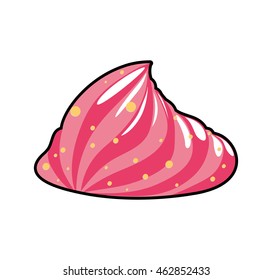 Dessert and sweet concept represented by piece of ice cream icon. Isolated and pink illustration