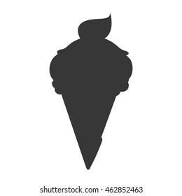 Dessert and sweet concept represented by cone of ice cream silhouette icon. Isolated and flat illustration