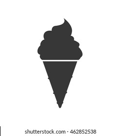 Dessert and sweet concept represented by cone of ice cream silhouette icon. Isolated and flat illustration