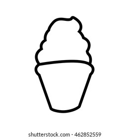 Dessert and sweet concept represented by cone of ice cream silhouette icon. Isolated and flat illustration
