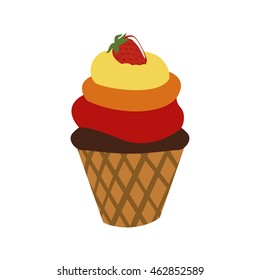 Dessert and sweet concept represented by cone of ice cream icon. Isolated and flat illustration