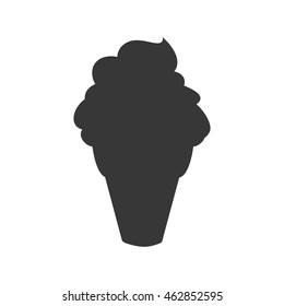 Dessert and sweet concept represented by cone of ice cream silhouette icon. Isolated and flat illustration