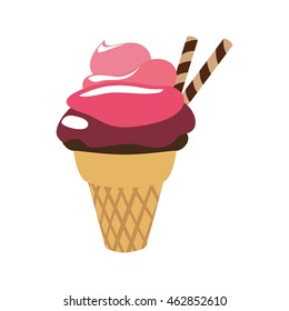 Dessert and sweet concept represented by cone of ice cream icon. Isolated and flat illustration