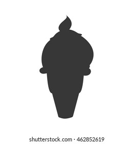 Dessert and sweet concept represented by cone of ice cream silhouette icon. Isolated and flat illustration