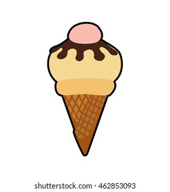 Dessert and sweet concept represented by cone of ice cream icon. Isolated and flat illustration