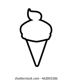 Dessert and sweet concept represented by cone of ice cream silhouette icon. Isolated and flat illustration