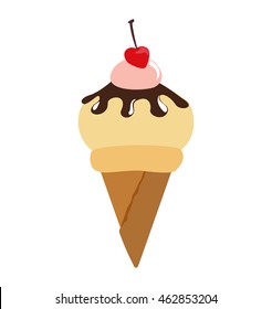 Dessert and sweet concept represented by cone of ice cream icon. Isolated and flat illustration