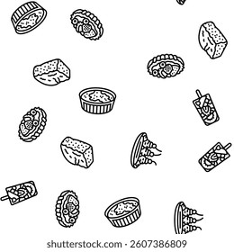dessert sweet food cake candy vector seamless pattern thin line illustration