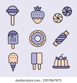 DESSERT - SWEET - SUGAR COLROED ICONS